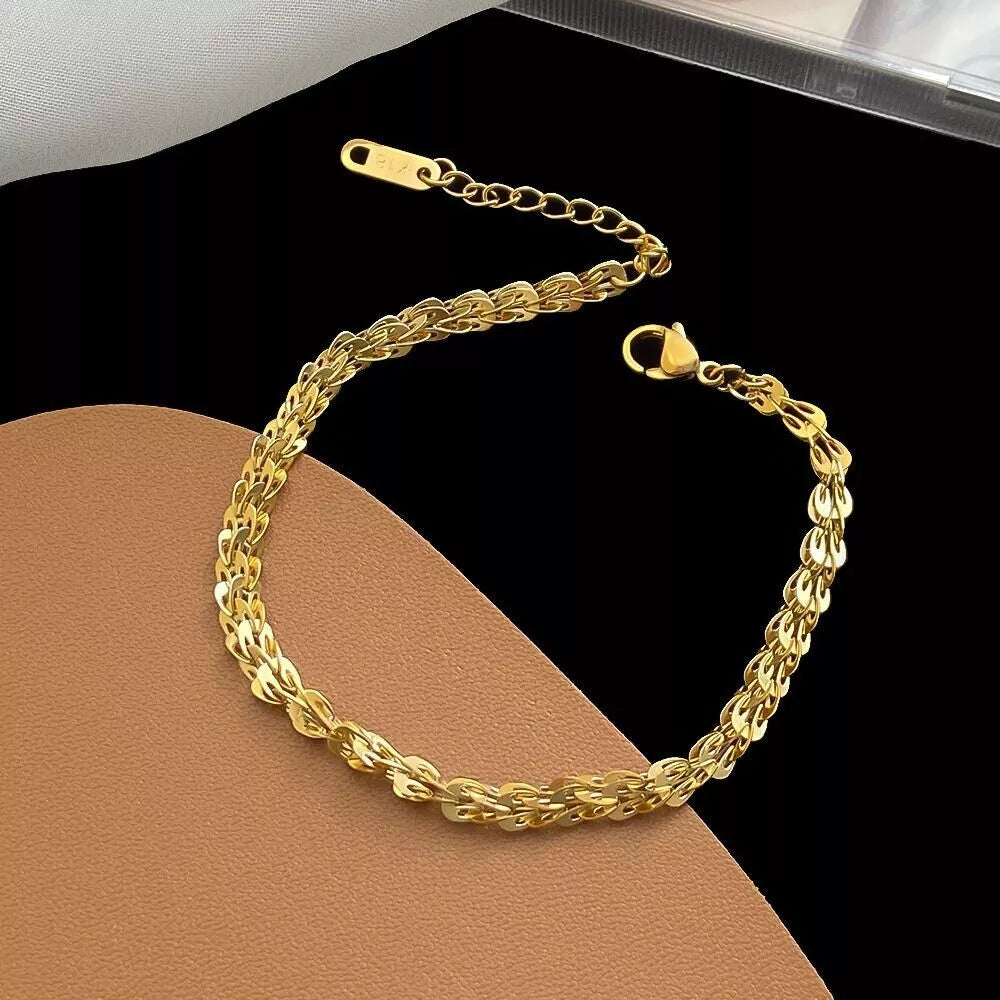 3mm 18K Gold Starry Sequin Bracelet