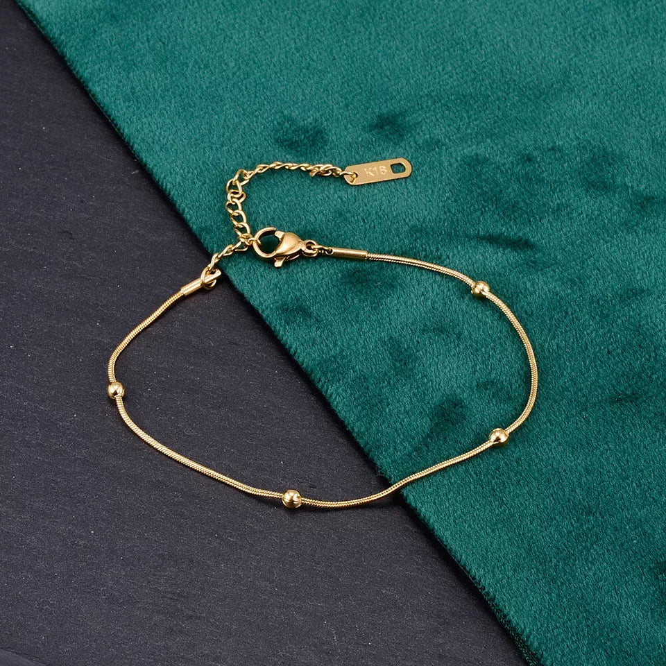 Women's Gold Beaded Snake Chain Bracelet