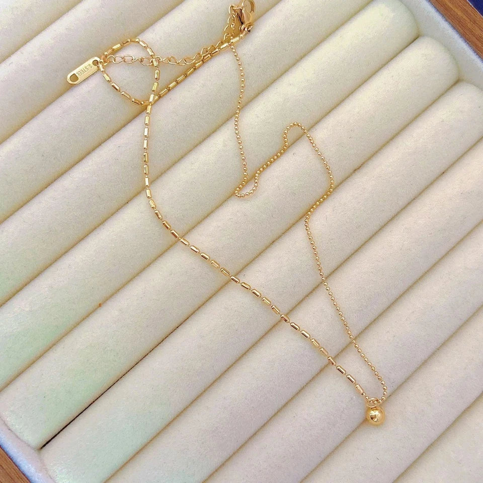 18K Gold Beaded Jewelry Set – Women’s Pendant Necklace, Gold Necklace, Bracelet & Anklet