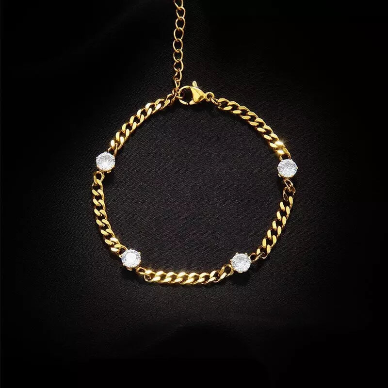 18K Gold CZ Cuban Bracelet