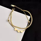 "Double-Layer Gold Heart Charm Gold Bracelet – 18K Plated"