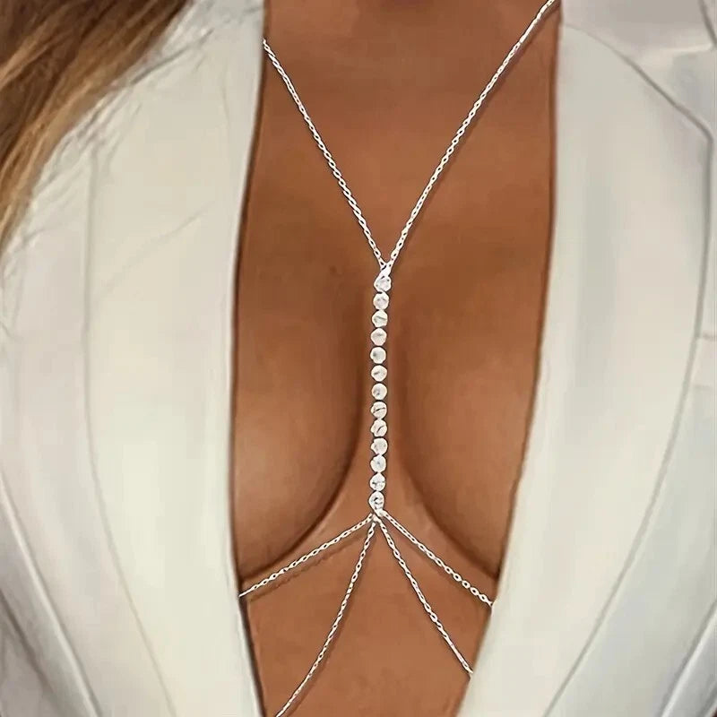 Silver Rhinestone Body Chain 