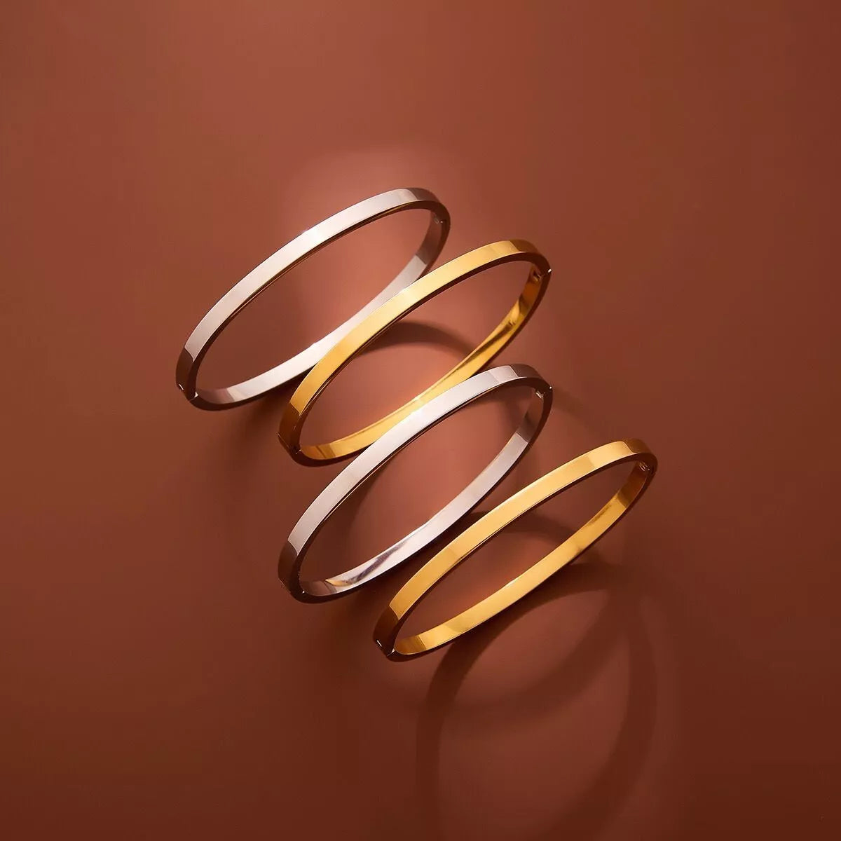 4mm Gold Polished Cuff Bracelet – Women’s Stainless Steel