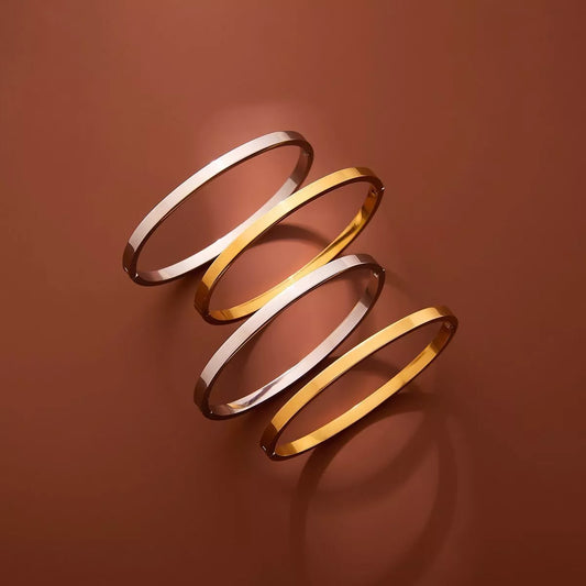 4mm Gold Polished Cuff Bracelet – Women’s Stainless Steel