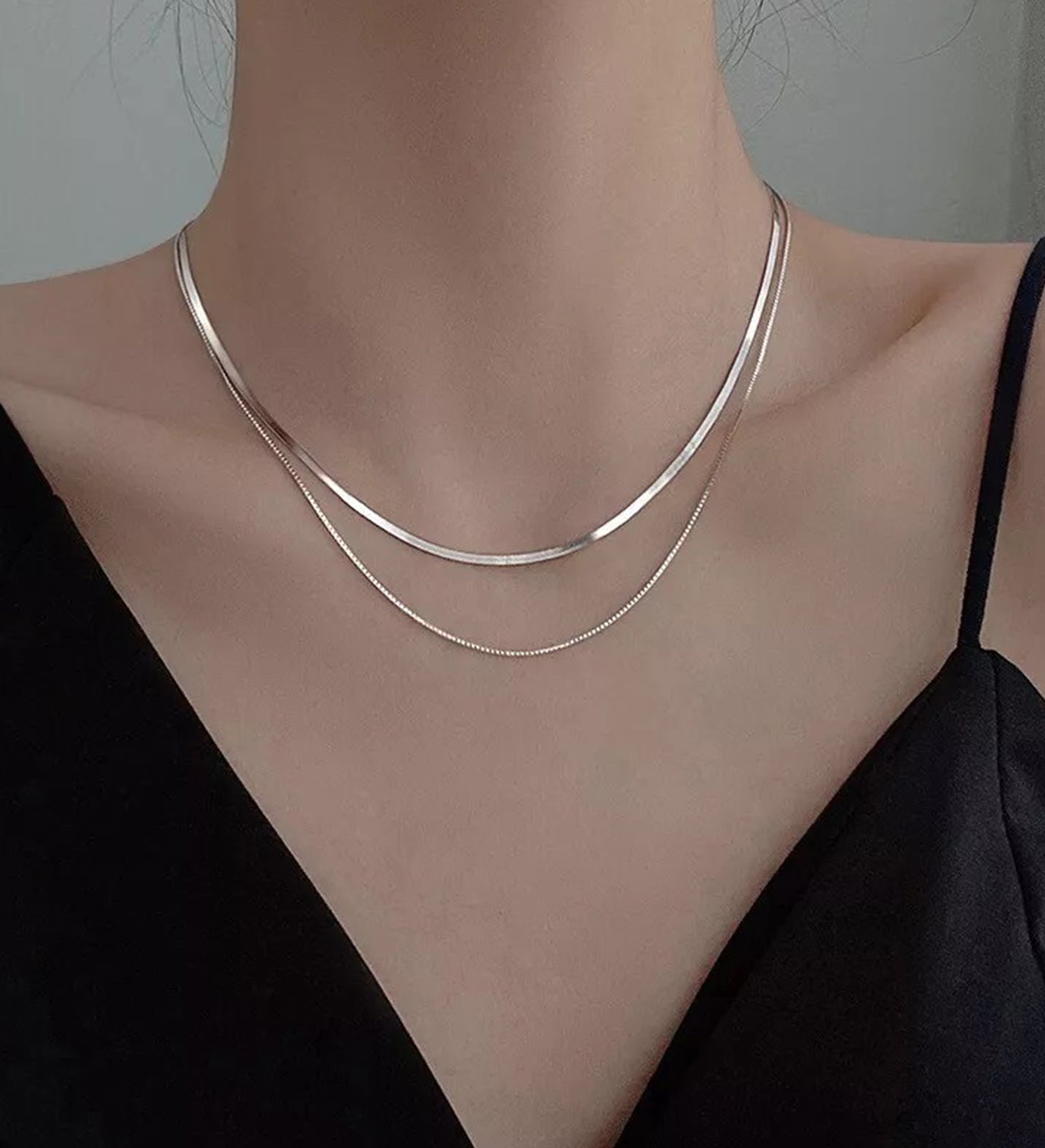 Double Layer Surgical Steel Chain Layered Necklace