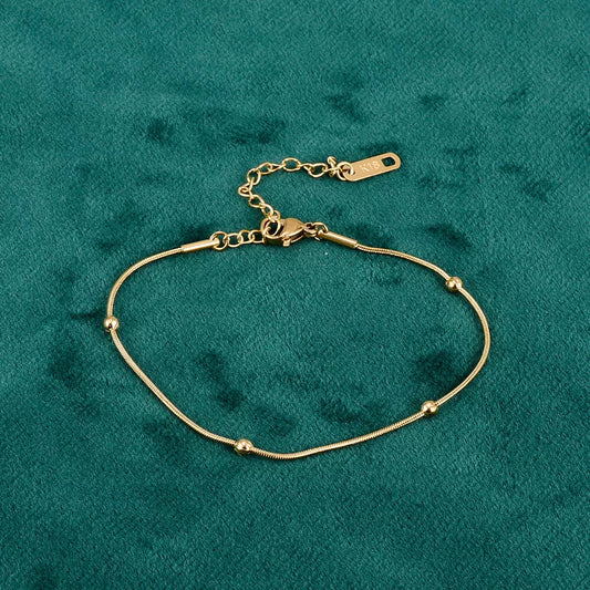 Women's Gold Beaded Snake Chain