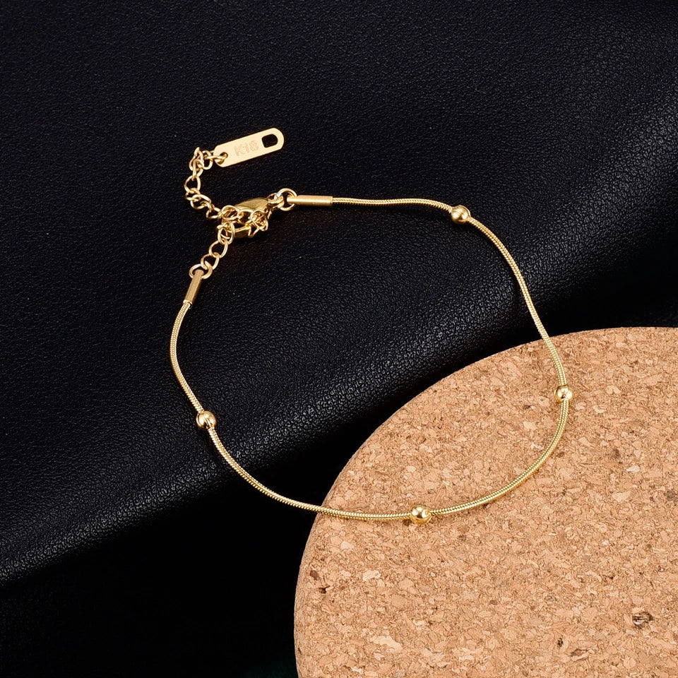 Women's Gold Beaded Snake Chain Bracelet
