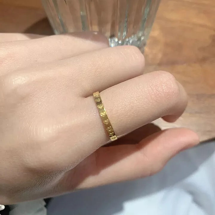 Minimalist 2mm Heart Ring – 18K Gold Plated Band for Women