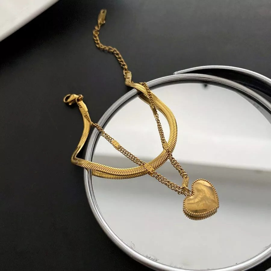 2-Layer Gold Snake Bangle Gold Bracelet