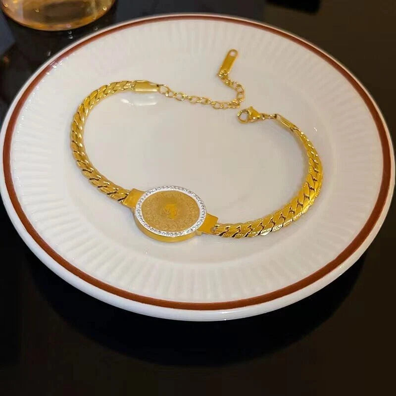 Gold CZ Portrait Bracelet