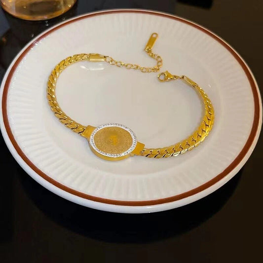 Gold CZ Portrait Bracelet