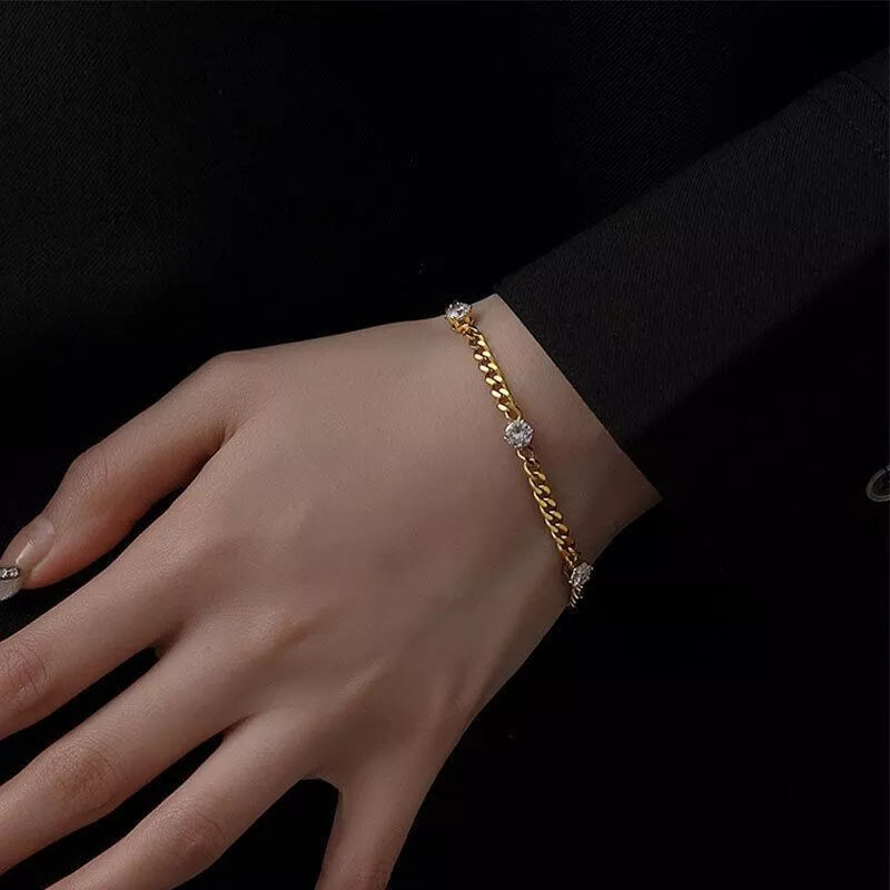 18K Gold CZ Cuban Bracelet