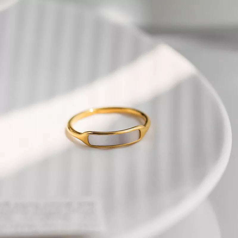 "18K Gold Mother of Pearl Ring – Stainless Steel"
