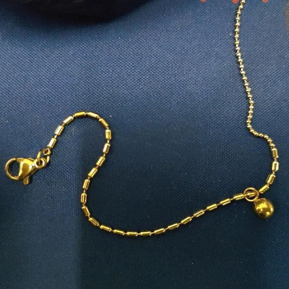 18K Gold Beaded Jewelry Set – Women’s Pendant Necklace, Gold Necklace, Bracelet & Anklet