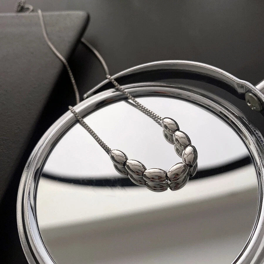 18K Gold Oval Bead Necklace – Stainless Steel