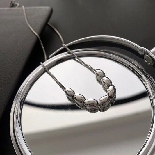 18K Gold Oval Bead Necklace – Stainless Steel