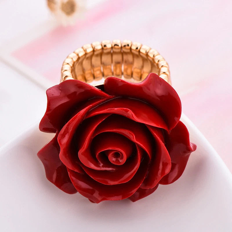Romantic Rose Gold Plated Adjustable Flower Ring