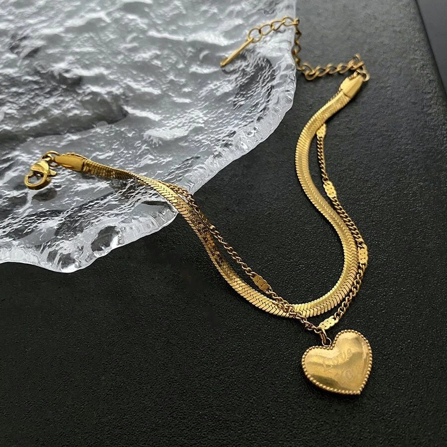 2-Layer Gold Snake Bangle Gold Bracelet