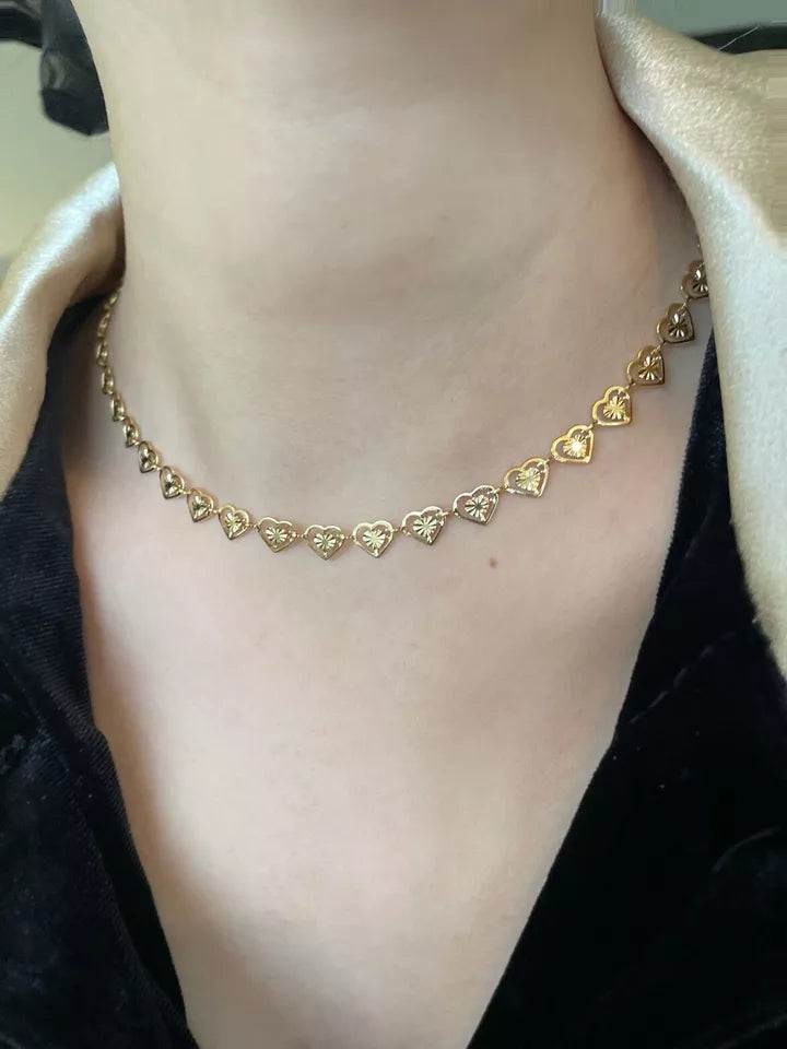 18K Gold Heart Bracelet & Gold Necklace