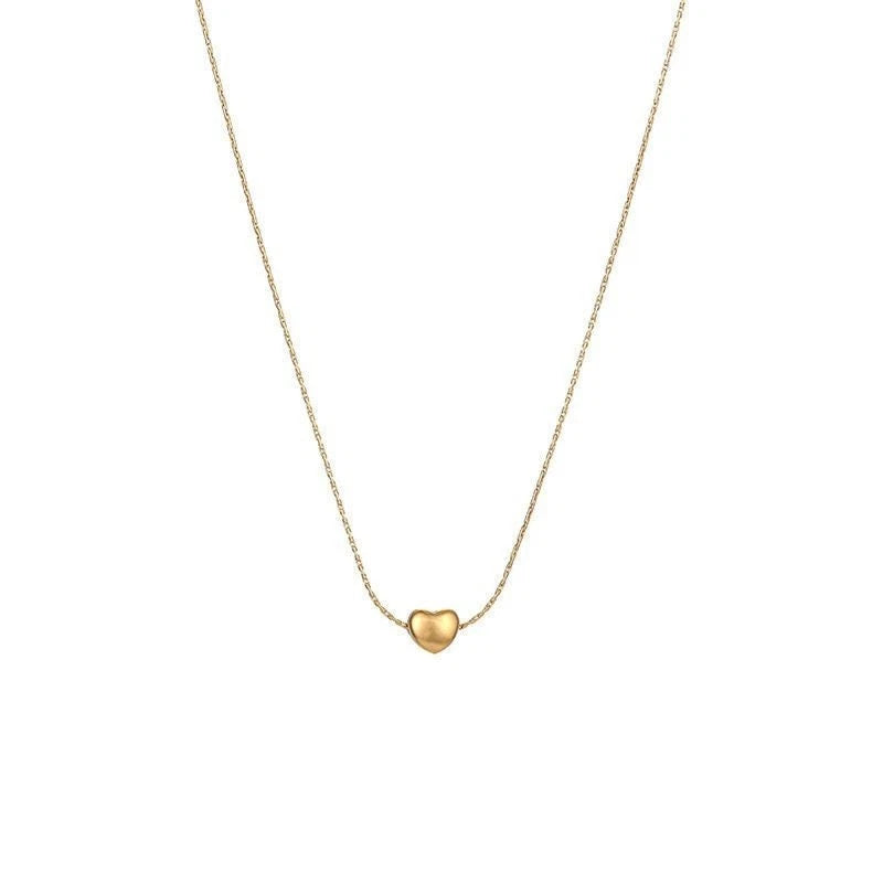 "Gold Heart Charm Fancy Chain Pendant Necklace – 18K Plated, Anti-Tarnish"