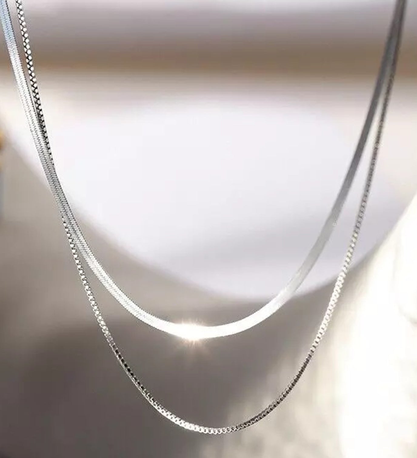 Double Layer Surgical Steel Chain Layered Necklace