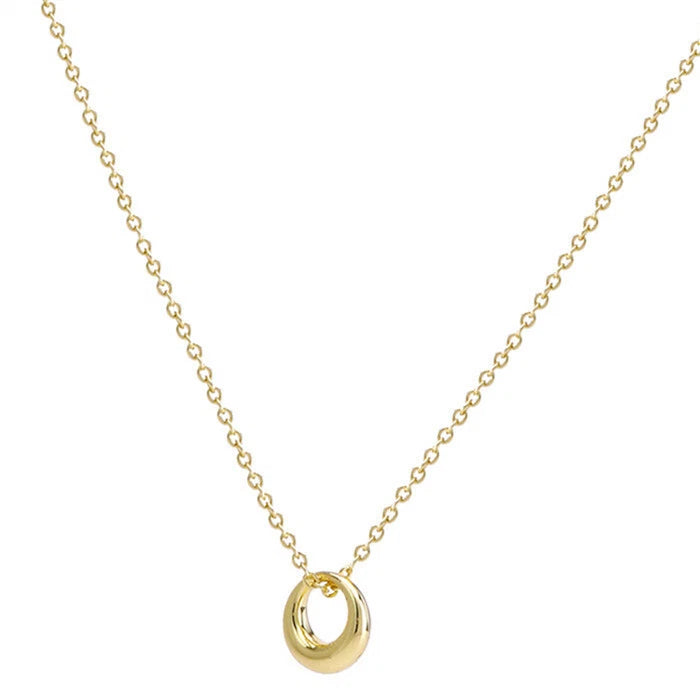 "18K Gold Oval Charm Pendant Necklace – Stainless Steel"