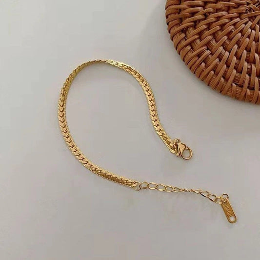 18K Gold Textured Cuban Bracelet – 9"