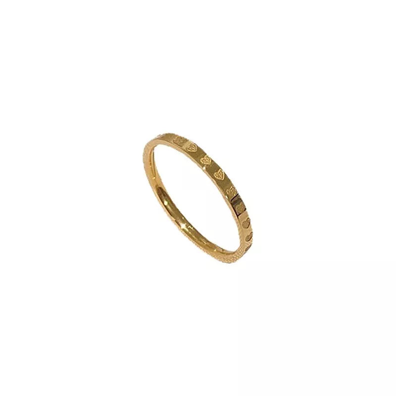 Minimalist 2mm Heart Ring – 18K Gold Plated Band for Women