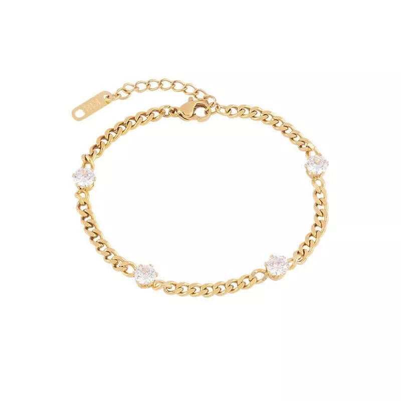 18K Gold CZ Cuban Bracelet