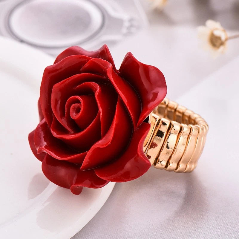 Romantic Rose Gold Plated Adjustable Flower Ring