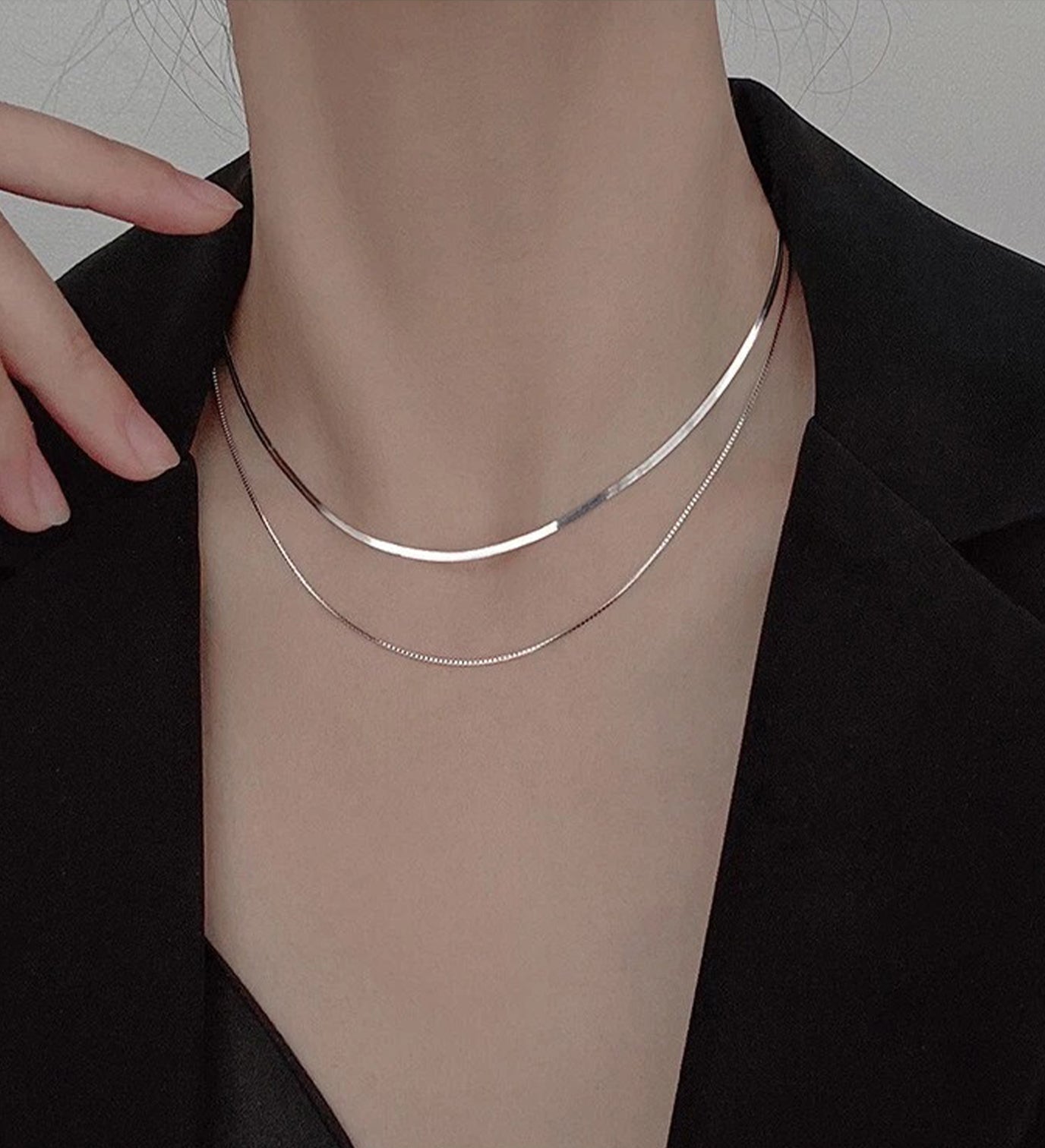 Double Layer Surgical Steel Chain Layered Necklace