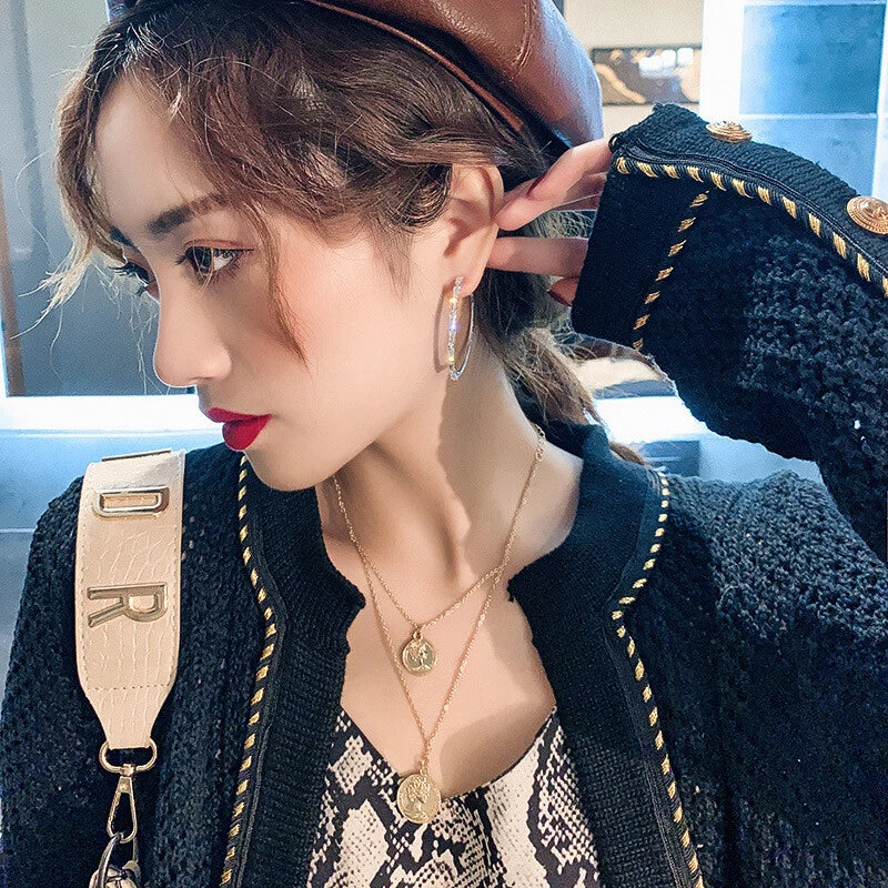 Silvery Hoop Earrings, Cubic Zirconia, Wedding Jewelry