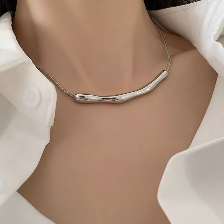 18K Gold Arc Chain Necklace – Stainless Steel