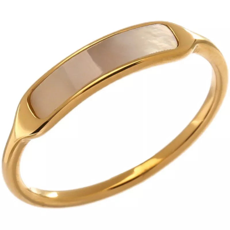 "18K Gold Mother of Pearl Ring – Stainless Steel"