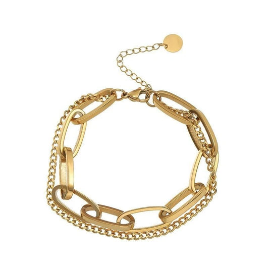 2-Layer Gold Rolo Bracelet – 18K Plated for Women