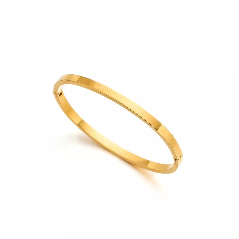 4mm Gold Polished Cuff Bracelet – Women’s Stainless Steel