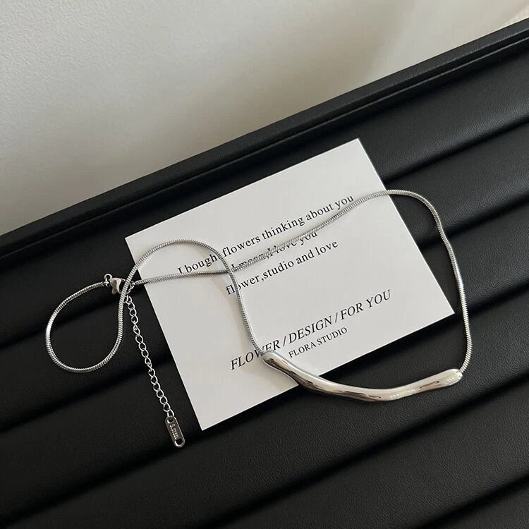 18K Gold Arc Chain Necklace – Stainless Steel