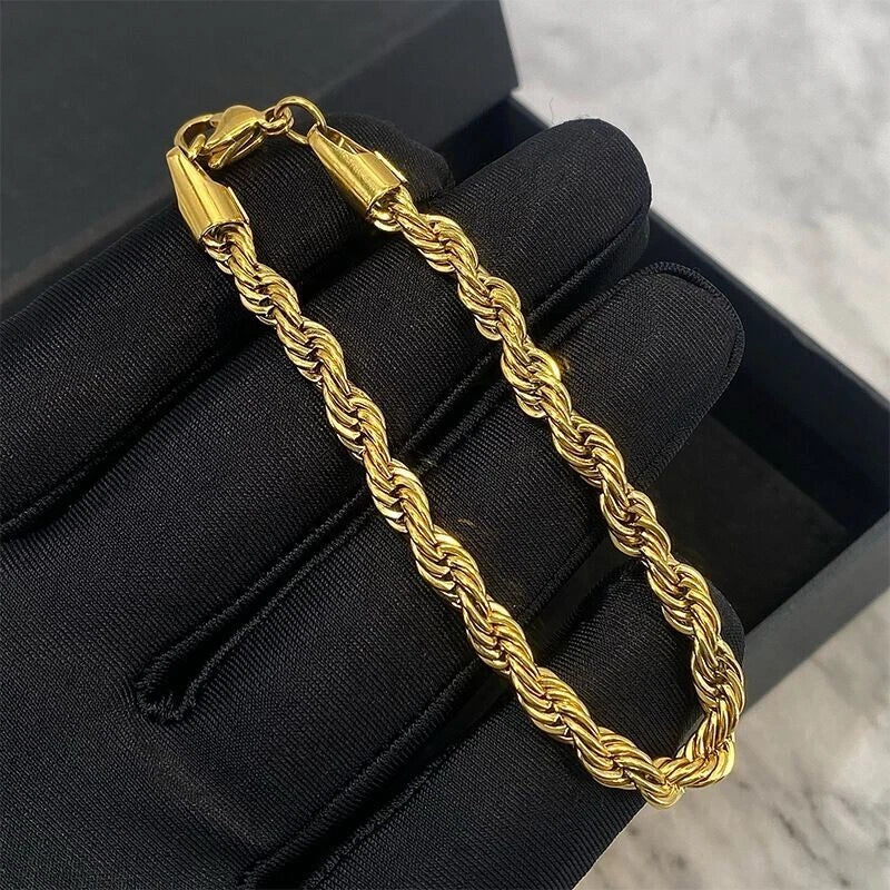 Women's 5mm Rope Bangle – 18K Gold Plated, 8.25''