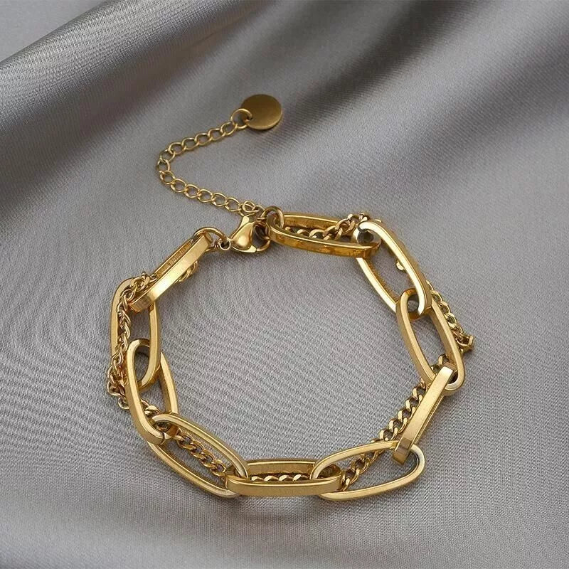 2-Layer Gold Rolo Bracelet – 18K Plated for Women